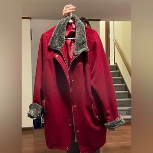 Very cute red wool blend Woman Within coat 1x